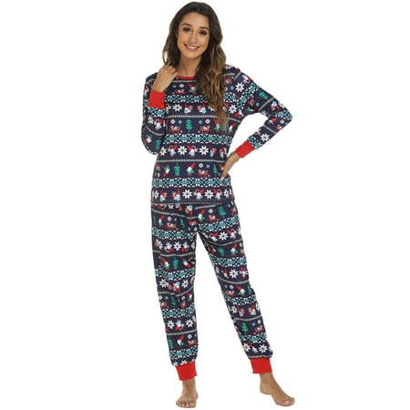 

Winter Ladies Christmas Pajamas Set Soft Xmas Elk Pattern Long Sleeve Loungewear Womens Pullover Sleepwear Nightgown Outfits S-XL
