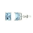 thumbnail image 2 of 2.0 Ct Emerald Cut Studs Blue Natural Aquamarine 14K White Solid Solid Gold Everyday Dainty Earrings Push Back, 2 of 7