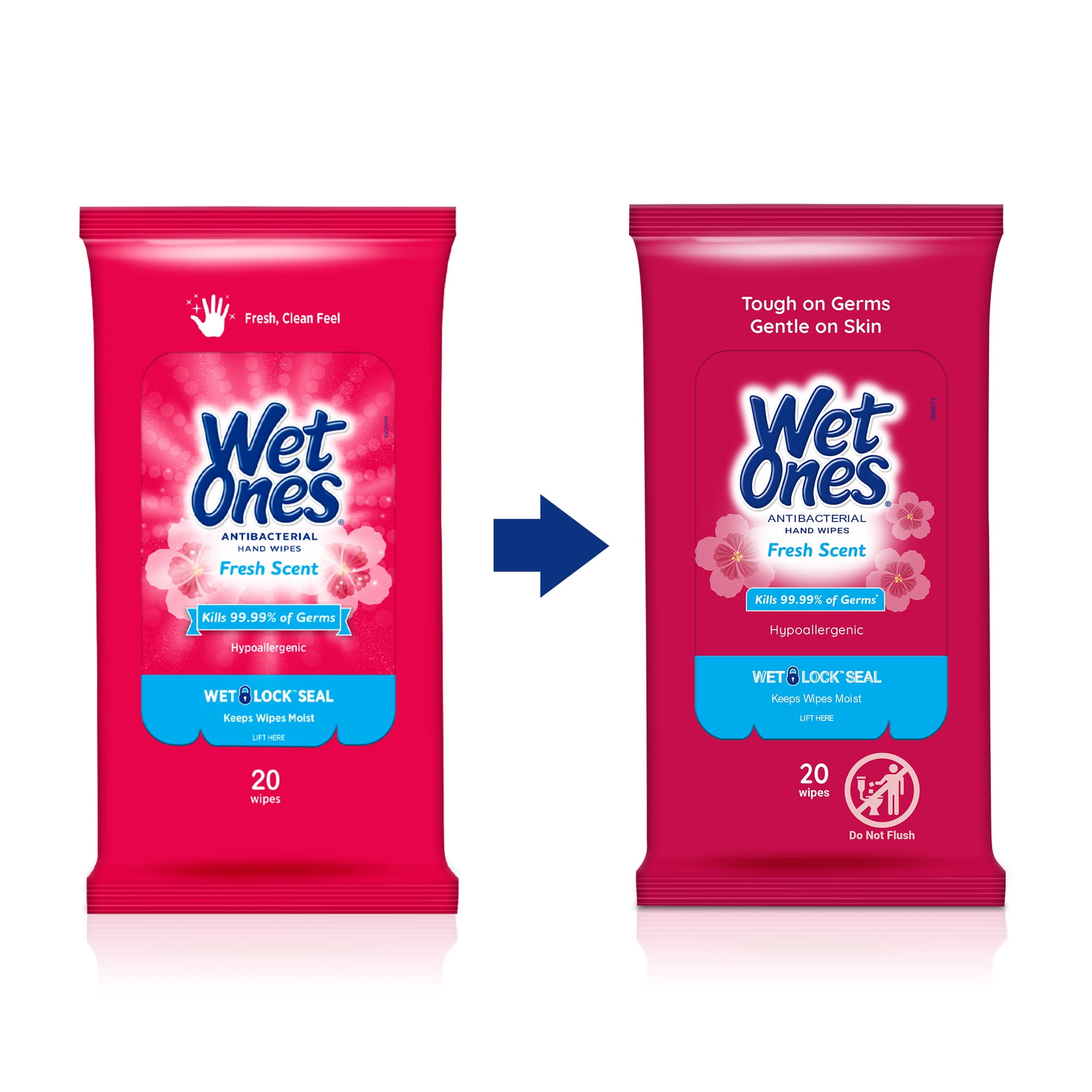 Wet Ones Antibacterial Hand Wipes Travel Pack, Fresh Scent, 20 Ct