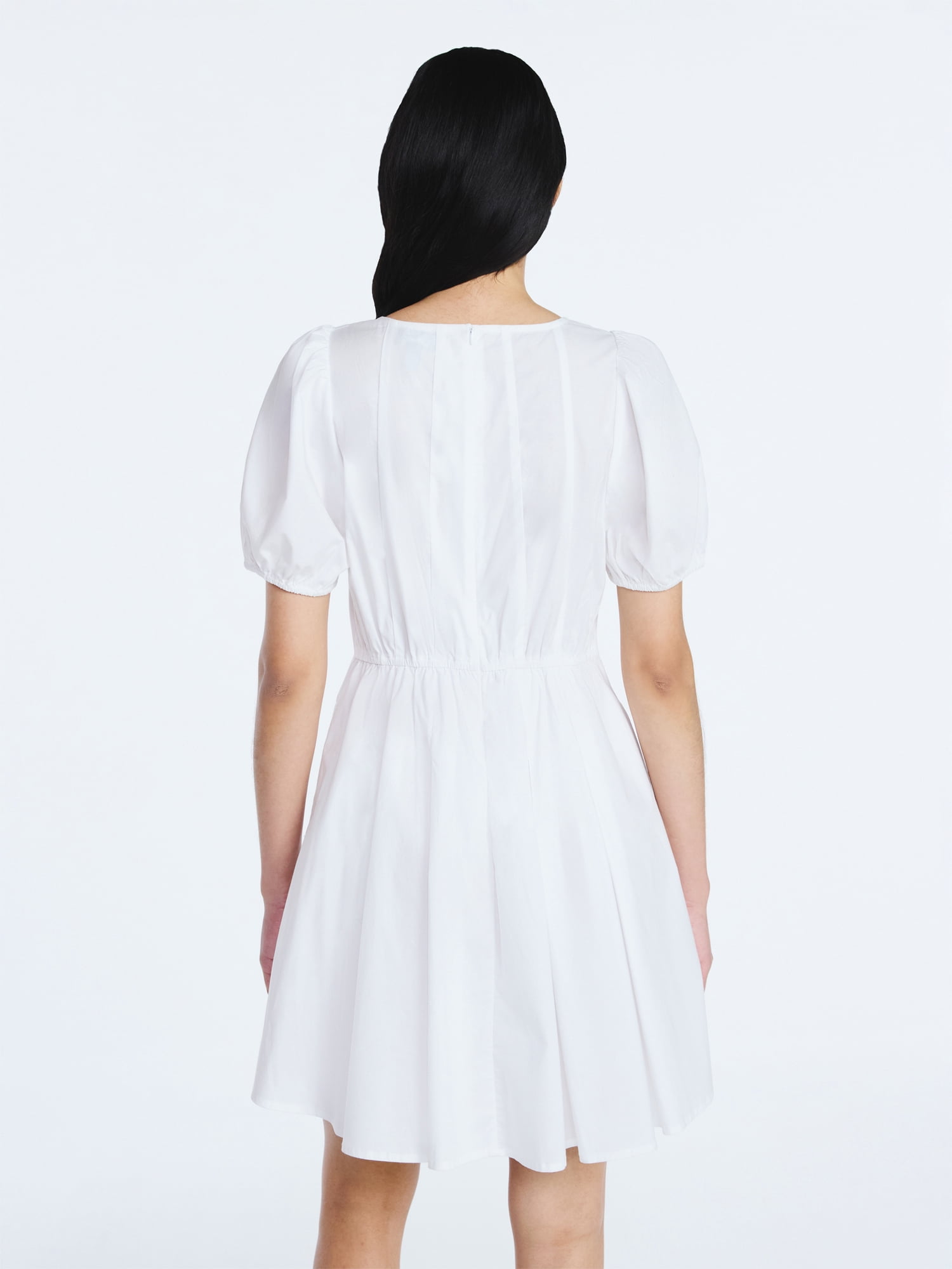 Scoop Women’s Button Front Mini Dress with Puff Sleeves, Sizes XS-XXL