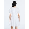 thumbnail image 2 of Scoop Women’s Button Front Mini Dress with Puff Sleeves, Sizes XS-XXL, 2 of 5