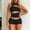 Black, variant on Women’s Summer 2 Piece Outfits Sleeveless Cut Out Crop Top Bodycon Shorts Set Night Out Club Outfits Y2K Streetwear