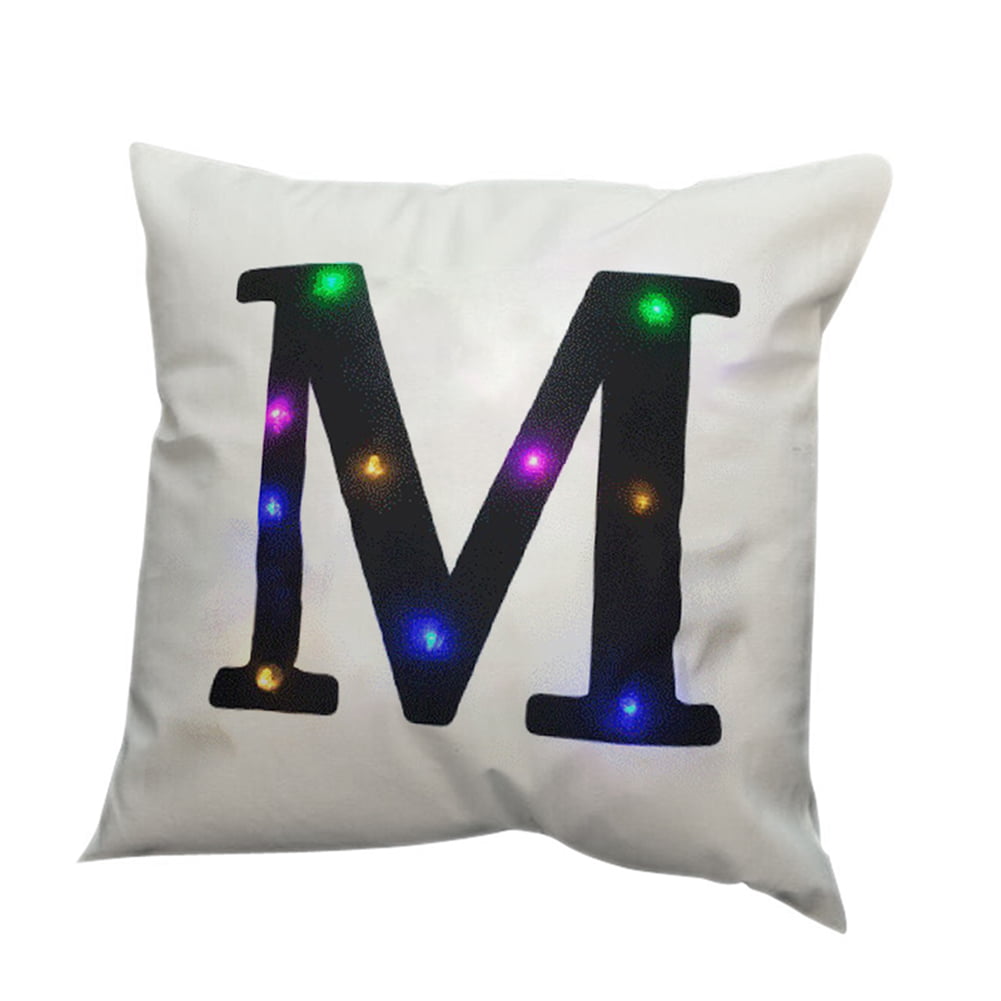 LED LIGHT UP LETTER PRINT THROW PILLOW CASE CUSHION COVER SOFA HOME DECOR STRICT 