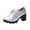 Silver, variant on Ladys Oxford Shoes British Style Chunky Heel Platform Hollow Out Wingtips Toe Lace Up Solid Color Fashion Retro Classic Leather Brogues Shoes Black