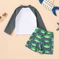 thumbnail image 5 of Younger Tree Toddler Baby Boys Swimsuits Trunk Rashguard Long Sleeve Top Shorts Two Pieces Bathing Suit Swimwear Outfit for 6-9 Months, 5 of 7
