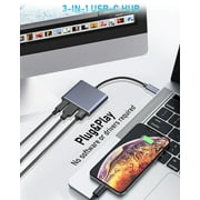 Duomigo USB C Hub To HDTV Adapter, USB Hub 4K Video and Audio Converter. USB Hub with PD 100W Fast Charging and USB 3.0 Port 10Gbps