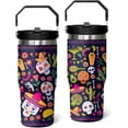 thumbnail image 2 of Skull Halloween Cup 30 Oz Tumbler with Handle and Flip Straw, Insulated Halloween Tumbler Keeps Drinks Cold & Hot, Stainless Steel Halloween Coffee Mug Halloween Themed Halloween Gifts For Women, 2 of 6