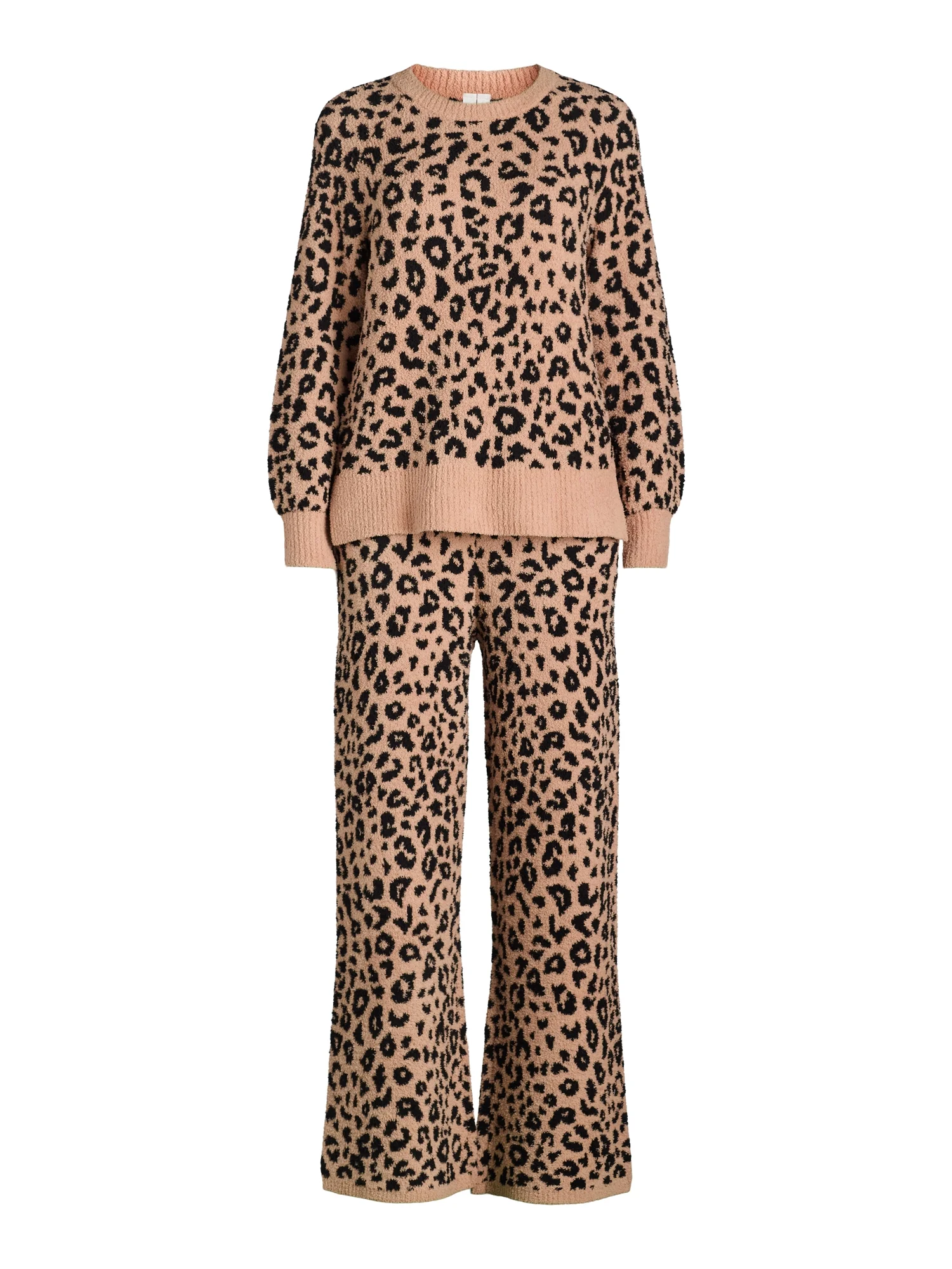 Joyspun Women's Chenille Top and Pants Set, 2-Piece