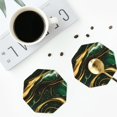 thumbnail image 4 of Disketp Green Marble Funny Coasters,4 Pcs Leather Coasters with Holder, Perfect Housewarming Hostess Gifts,Protect Furniture from Water Marks Scratch and Damage-Octagon, 4 of 6