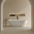 thumbnail image 2 of Rainlex 69" Freestanding Bathtub, Oval Shaped Stone Resin Freestanding Tubs, Solid Surface Matte White Soaking Tub with Overflow and Pop-up Drain RX-S05-69, 2 of 12