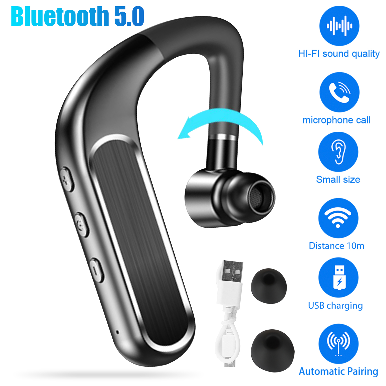 Bluetooth V5.0 Earpiece, EEEkit Wireless Bluetooth Headset, Hands-free  Earpiece with Noise Cancellation Mic, Long Talk Time Earphone Compatible  with Cell Phones Car Driver Trucker Business Office - Walmart.com