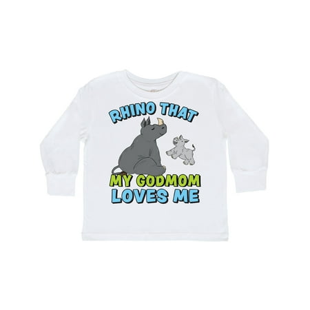 

Inktastic Cute Rhinos-Rhino That My Godmom Loves Me Gift Toddler Boy or Toddler Girl Long Sleeve T-Shirt