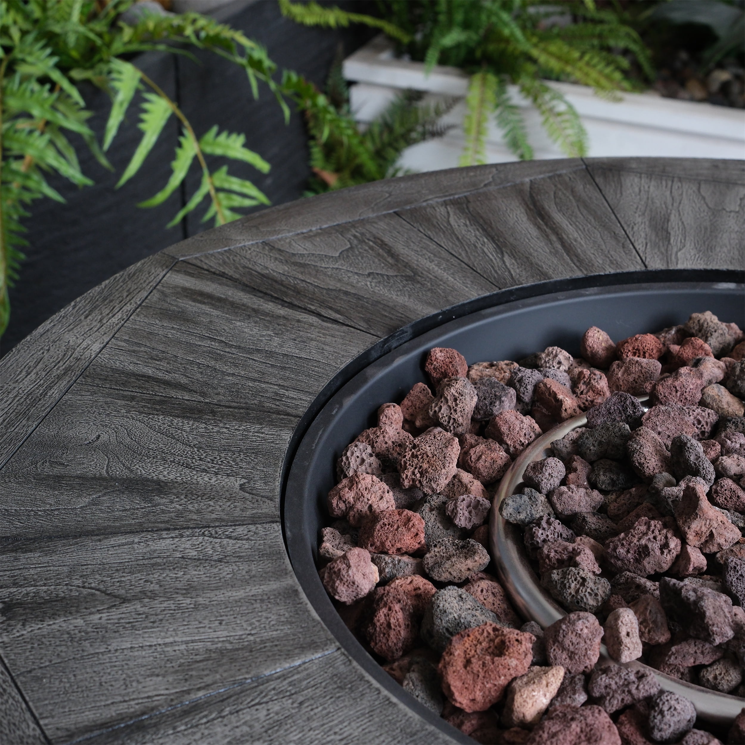 KT Parts Propane Fire Pit Table 50000 BTU, 36 Inch Round Outdoor Gas Fire Pit with Lava Rocks and Waterproof Cover, Smokeless Fire Table for Patio Backyard Garden
