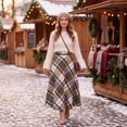 thumbnail image 2 of EANJE Midi Plaid Skirts for Women, Vintage Color‑Block Plaid A‑Line Swing Long Skirts, High Waist Loose Flowy Fleece Blend Skirts, Retro Casual Skirts for Fall Winter Daily Outfits Gray L, 2 of 5