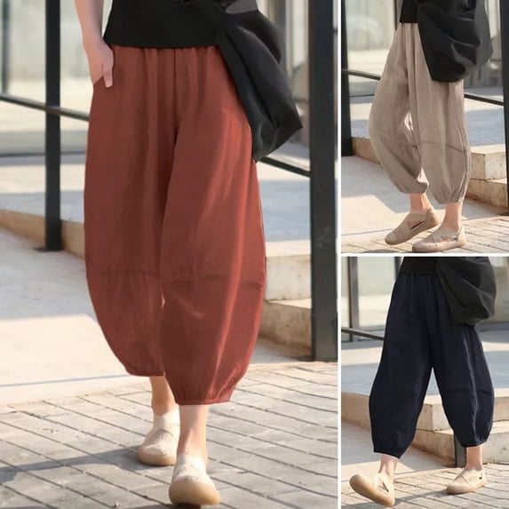 Dream Lifestyle Baggy Woman Pants Breathable Streetwear Cropped Length Bloomers for Daily Wear