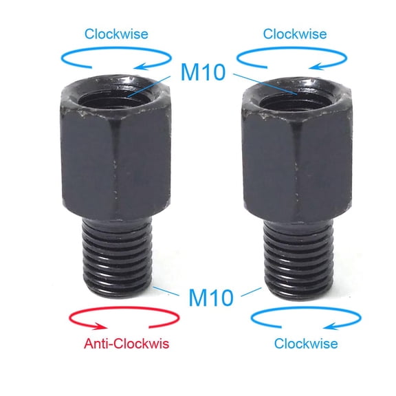 Suitable for Pair Black Motorcycle Mirror Adapters M10 10MM M8 8MM Rearview Mirrors Conversion Bolt Clockwise Anti-clock Right Left Thread