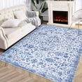 thumbnail image 2 of ZACOO 9'x12' Vintage Large Area Rug for Living Room Bedroom Stain Resistant Carpet for Dining Room Carpet for Home Floor Decoration, Blue, 2 of 8