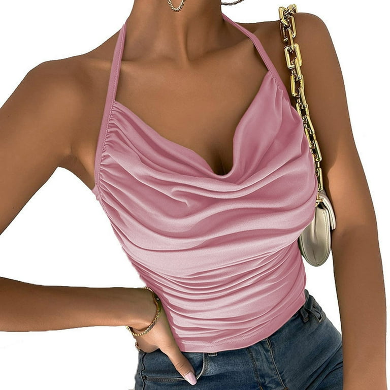 detaljeret forklædning udsagnsord Rbaofujie Built In Bra Tank Tops for Women Women'S Casual Sexy Fashion  Summer Halter Neck Vest Pile Collar Tube Top Small Suspender Blouse Sumer  Clothes Pink Tank Top Deals - Walmart.com