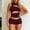 Wine, variant on Women’s 2 Piece Outfits Going Out Sleeveless Micro Mini Matching Set Crew Neck Cut out Crop Top Bodycon Shorts Set