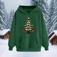 thumbnail image 5 of YueHuiYing Women's Printed Sleeves Long Sleeved Top Hooded Christmas Tree Cartoon Pattern Sweatshirt, 5 of 6