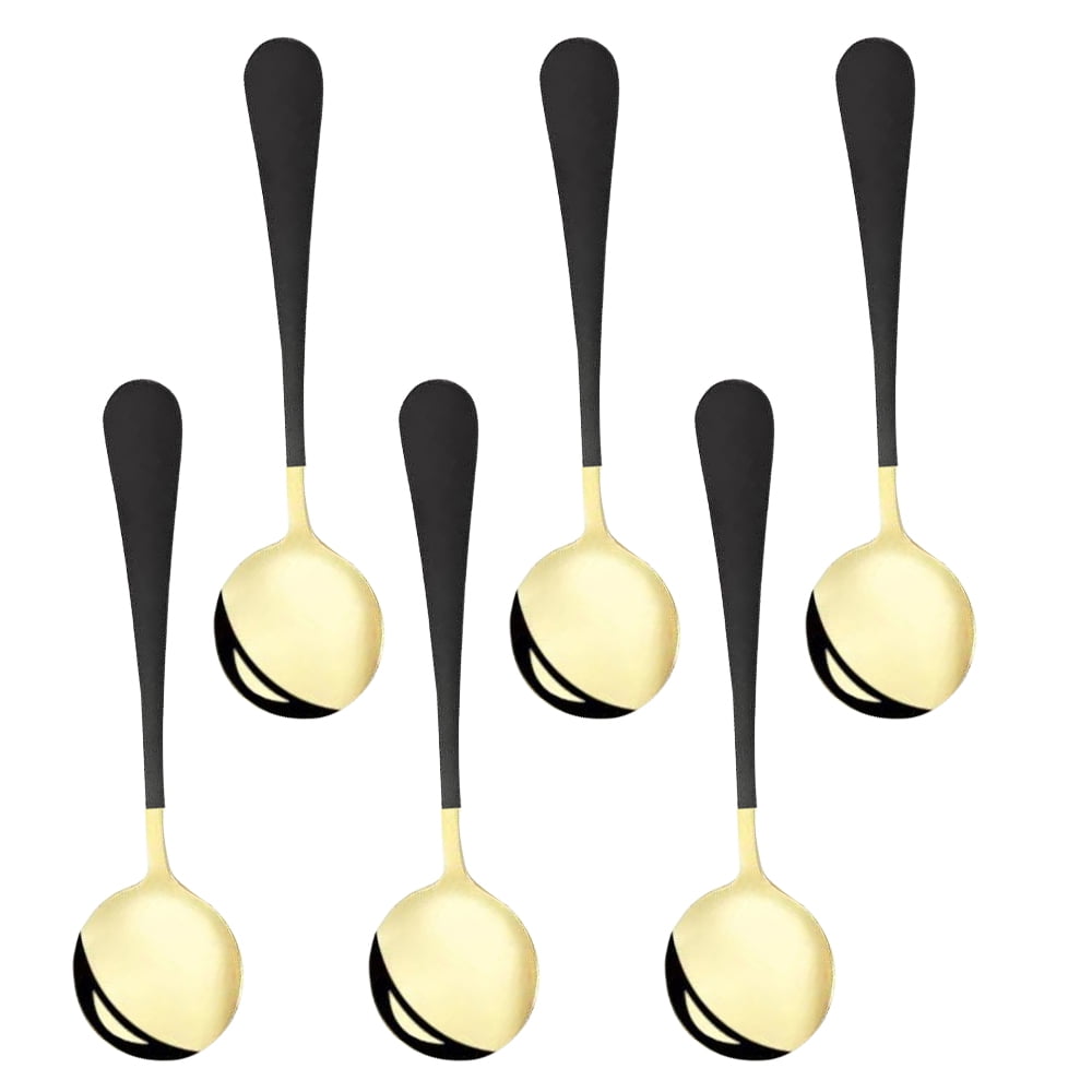 Soup Spoons,Round Spoons,Stainless Steel Big Spoons (Set of 6