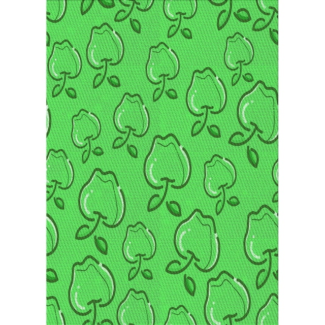 Ahgly Company Indoor Rectangle Patterned Lime Green Area Rugs, 3' x 5'