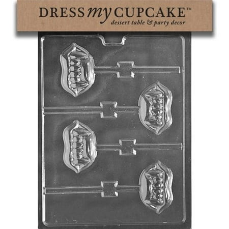 Dress My Cupcake DMCH168 Chocolate Candy Mold, Fangs Lollipop, Halloween