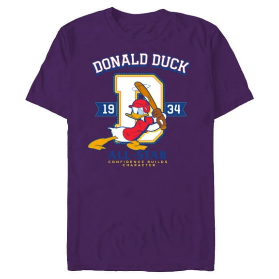 Disney Donald Duck Baseball 1934 All-Star Confidence Sports - Short Sleeve Blended T-Shirt for Adults - Customized-Purple