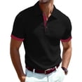 thumbnail image 2 of Domuza Men Polo Shirt Slim Fit Short Sleeve Textured Knit Cotton Golf Shirt Solid Performance Casual T-Shirts Black L, 2 of 5