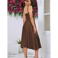 thumbnail image 2 of Midi Corset Dress Flowy Slit Lace Up Dresses for Women Tea Party A Line Casual Sundress Brown XXL, 2 of 5