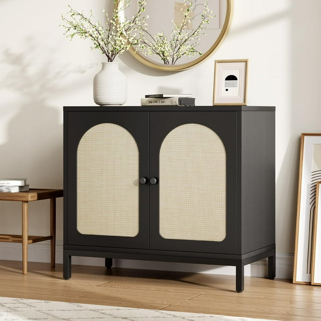 BeesClover Buffet Cabinet with Storage,Rattan Sideboard Buffet Cabinet, with Adjustable Shelf for Living Room, Hallway,Diningroom,Kitchen
