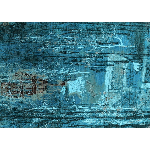 Ahgly Company Indoor Rectangle Oriental Light Blue Industrial Area Rugs, 8' x 12'