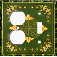 thumbnail image 4 of Metal Light Switch Plate Cover Elegant Starry Night Yellow Leaf Damask Green Frame FRA023, 4 of 13