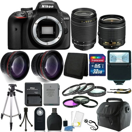 Nikon D3400 24MP Digital SLR Camera + 18-55mm + 70-300mm Lens + Accessory