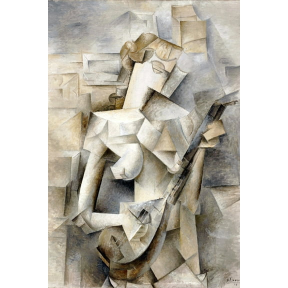24x36 gallery poster, Girl with a Mandolin (Fanny Tellier) by Picasso 1910