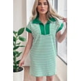 thumbnail image 5 of Women's Green Stripe Quarter Zip Polo Dress with Pockets – Casual Summer Style, XL, 5 of 12