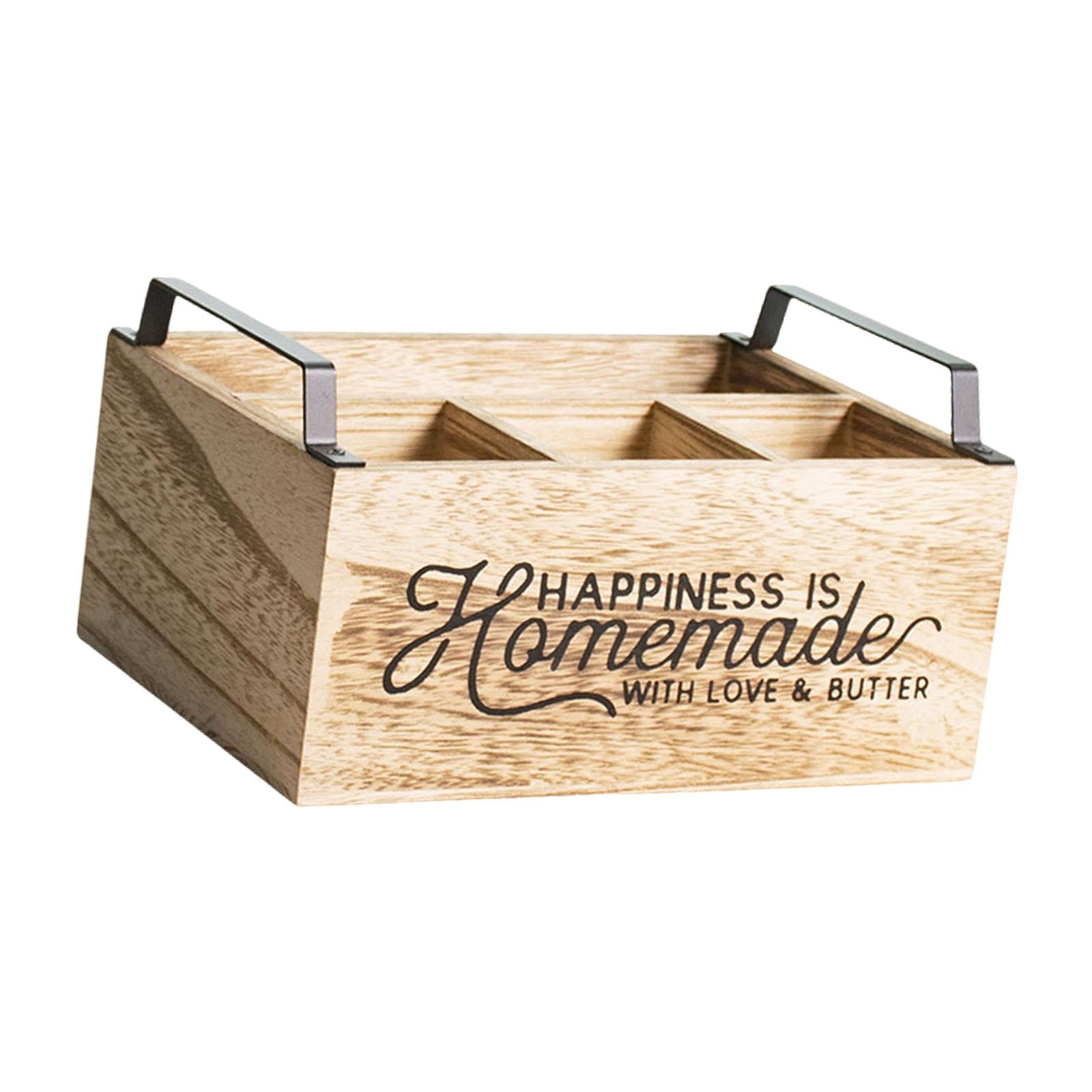 Fiocias Dining Utensil Holder Silverware Portable Container Rustic Cooking Tools Storage wood