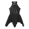 thumbnail image 3 of YONGHS Kids Girls Sequins Lyrical Contemporary Dance Dress Gymnastic Skirted Leotard Black 10, 3 of 5