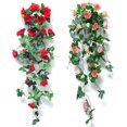 thumbnail image 3 of Flor falsa, flor de imitación, enredadera de flores violetas, enredadera de flores para colgar en la pared, cesta colgante de orquídeas, flores para sala de estar, balcón, decoración del hogar, pared, 3 of 5