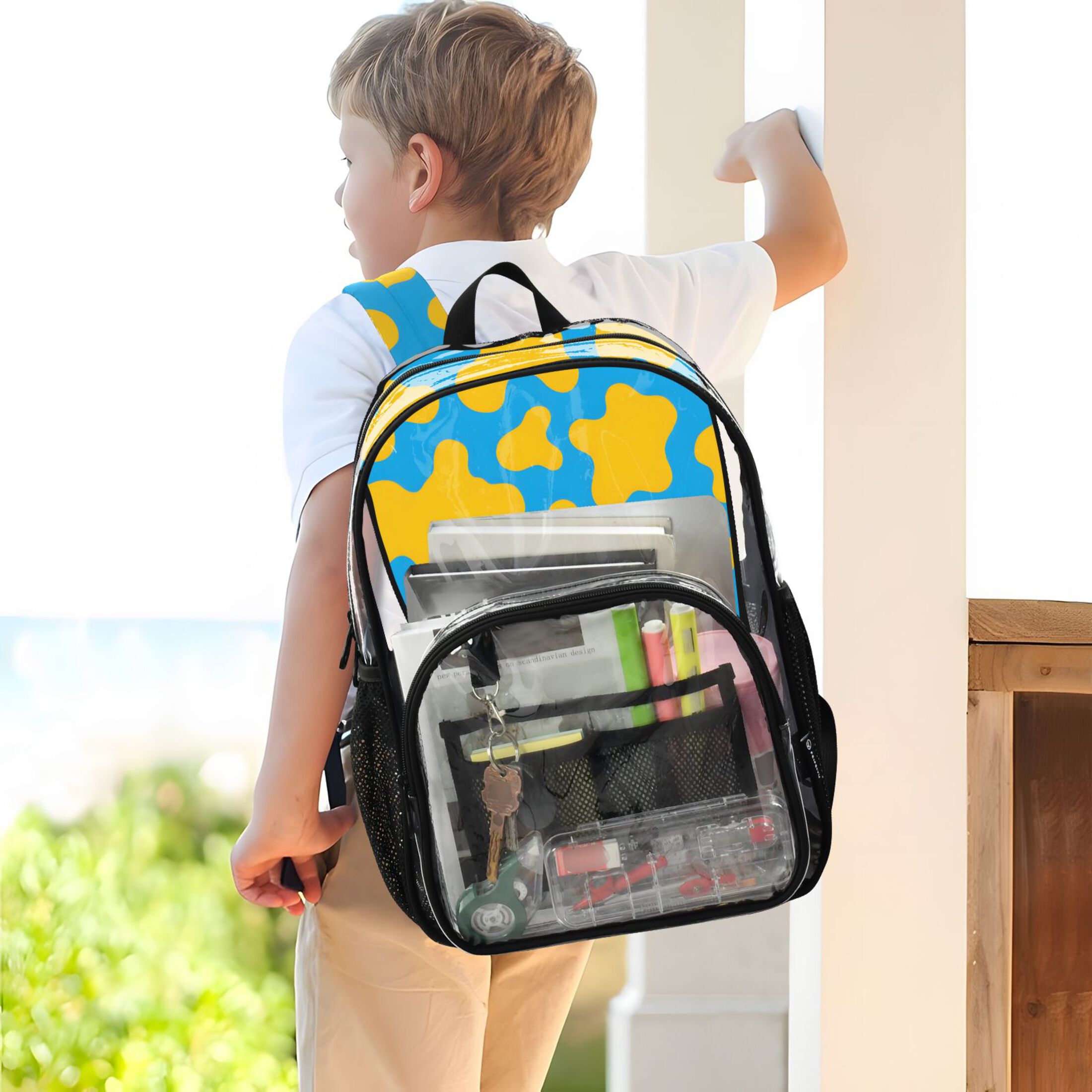 ALAZA Clear Backpack Cow Print PVC Transparent BookBag