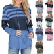 thumbnail image 4 of Sudadera con Capucha Manga Larga Empalme De Rayas Ajuste Suelto Suave Sudadera con Capucha para Mujer para Cita Diaria En La Universidad Azul Claro XL, 4 of 6