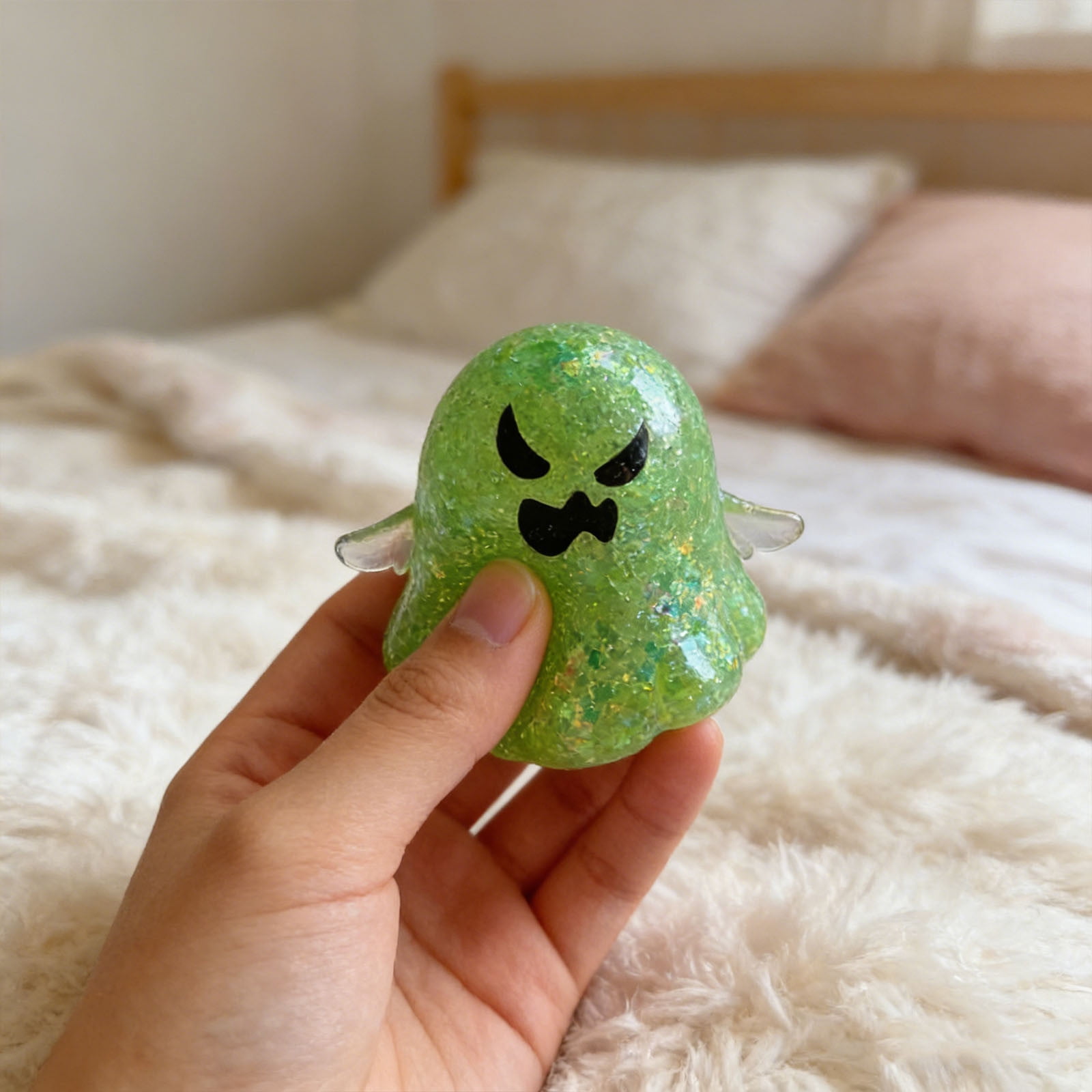 Fufafayo Ghost Sensory Ball, Stress ReliefToyFor Adults, Cute Dough Ball Stuffed Bun, Soft Decompression Dough for Anxiety, Desk Decor for Office Bedroom Living Room