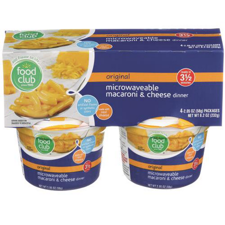 Food Club, Quick'n Easy, Microwaveable Macaroni & Cheese Dinner, (Best Quick Meals For Dinner)