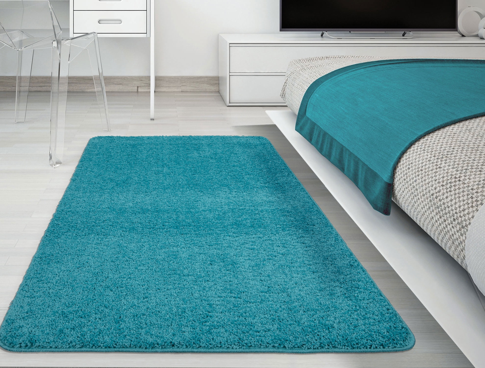 Ottomanson Luxury NonSlip Rubber Backing Soft Solid Area Rugs and