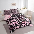 thumbnail image 3 of Feelyou Black Pink Bowknot Twin Bedding Sets 7pcs, Ribbon Cherry Bedding Comforter Set, 3 of 8