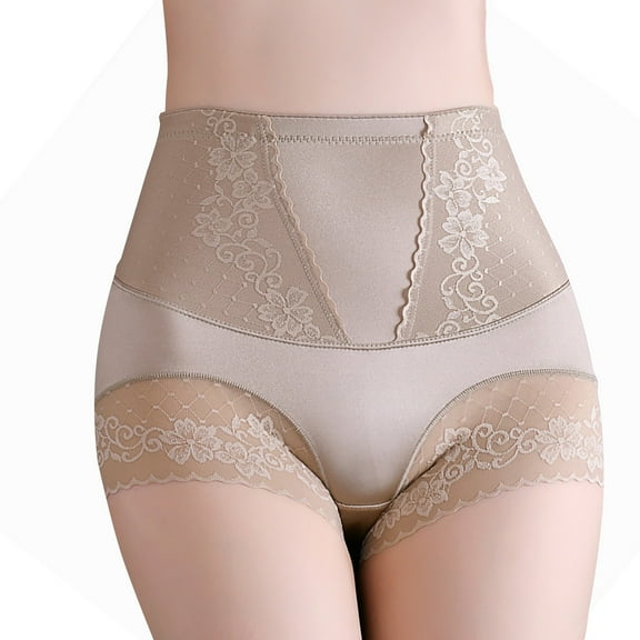 Bovxnpu Womens Underwear Plus Size Panties, Women's Seamless Shapewear Panties Underwear, High Waist Belly Briefs Breathable Lace Pants Hip Lift Shaping Underwear L