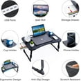 thumbnail image 4 of Laptop Desk for Bed, Height Adjustable Laptop Bed Table, Foldable Portable Lap Desk Stand with USB/Storage Drawer/Cup Holder/Slot, Breakfast Tray for Working Reading Writing Eating, 4 of 9
