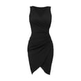 thumbnail image 1 of Vestido sexy de fiesta sin mangas con cuello en V, plisado y color liso para mujer, 1 of 1