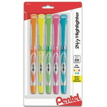 Pentel 24/7 Liquid Highlighter, Chisel Tip, Assorted Ink (F/G/P/K/S), 5-Pk