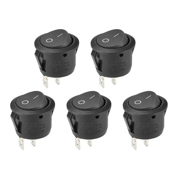 Boat Rocker Switch Round Toggle Switch for Boat Car Marine 2pins ON/OFF AC250V/6A 125V/10A, 5pcs